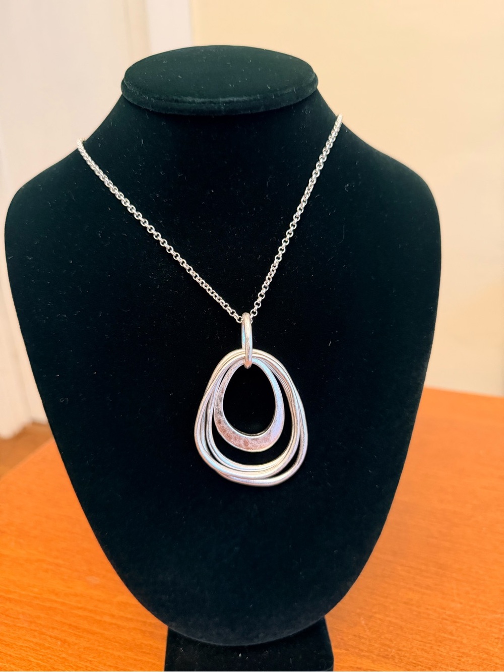 Source Unknown Silver Multi-Loop Teardrop Necklace